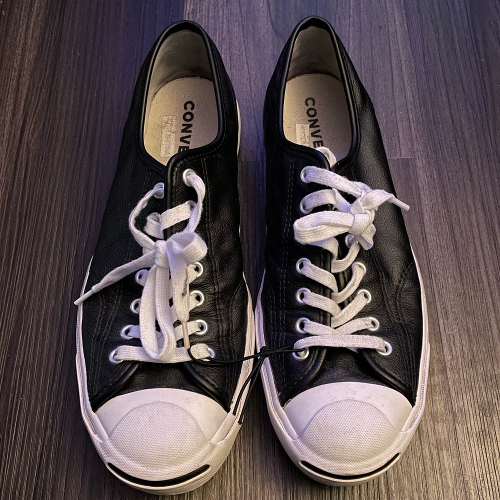 Converse Jack Purcell Canvas leather Low Sneakers in White/Black.